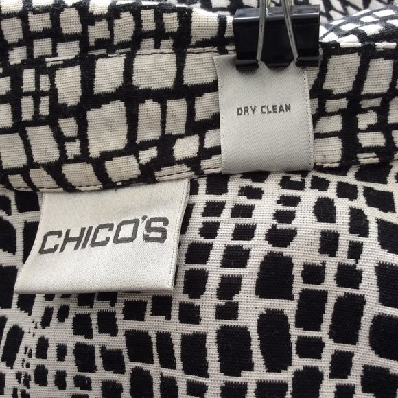 Chico's Black & White Cotton Blazer Jacket Size 1 (Women's 8 or M) NWOT - Picture 7 of 7